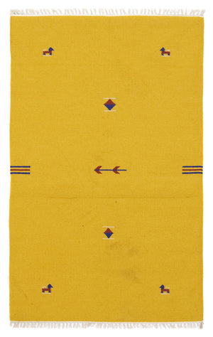 Kelim matta - trendig - 180 x 120 cm - gul