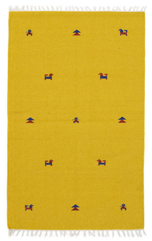 Kelim matta - trendig - 180 x 120 cm - gul