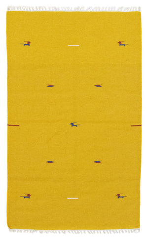 Kelim matta - trendig - 180 x 120 cm - gul