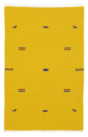 Kelim matta - trendig - 180 x 120 cm - gul