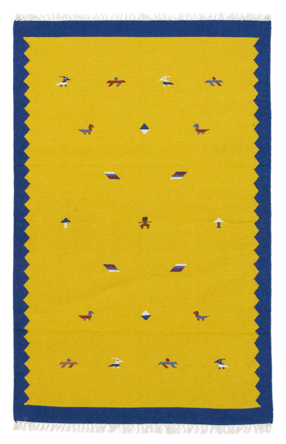 Kelim matta - trendig - 180 x 120 cm - gul