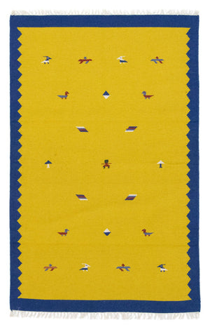 Kelim matta - trendig - 180 x 120 cm - gul