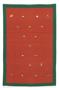 Kelim matta - trendig - 180 x 120 cm - röd