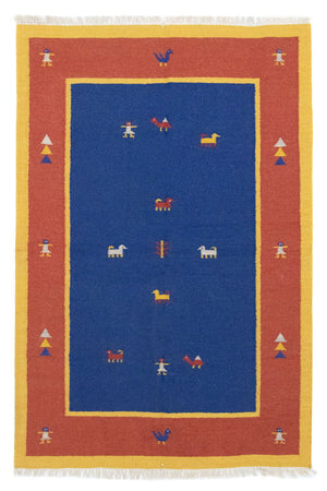 Kelim matta - trendig - 200 x 140 cm - blå