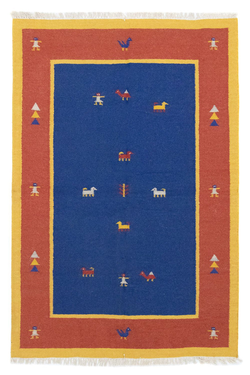 Kelim matta - trendig - 200 x 140 cm - blå