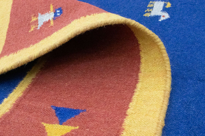 Kelim matta - trendig - 200 x 140 cm - blå