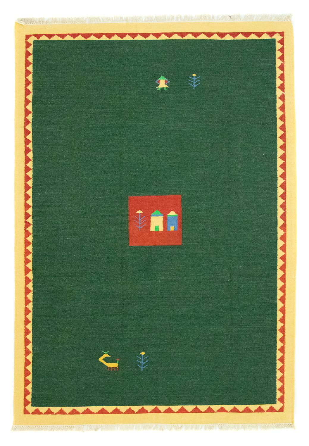 Kelim matta - trendig - 300 x 200 cm - mörkgrön