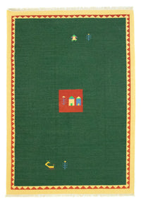 Kelim matta - trendig - 300 x 200 cm - mörkgrön