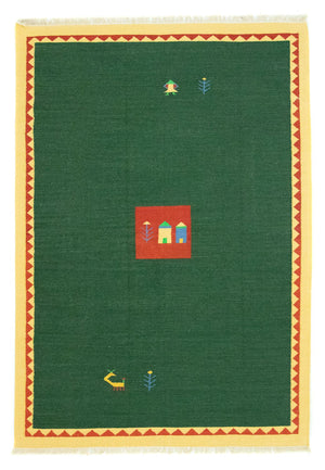 Kelim matta - trendig - 300 x 200 cm - mörkgrön