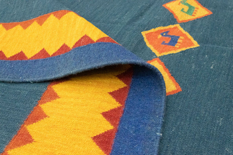 Kelim matta - trendig - 300 x 200 cm - blå