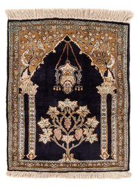 Silk Carpet - Ghom Silk - Premium - 72 x 57 cm - mörkblå