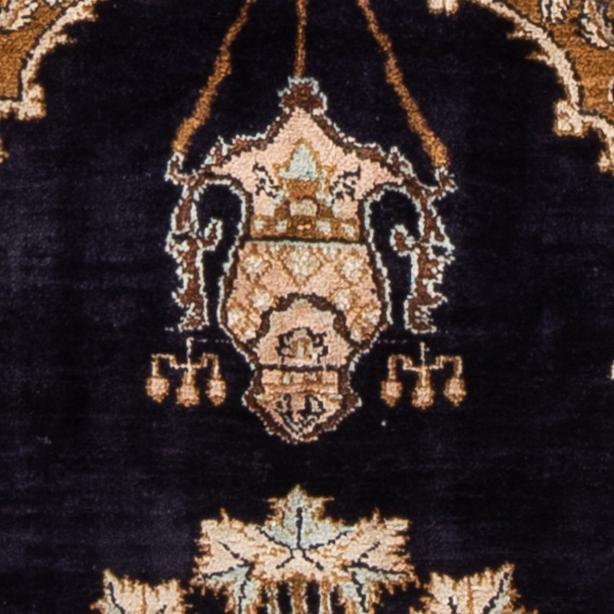 Silk Carpet - Ghom Silk - Premium - 72 x 57 cm - mörkblå