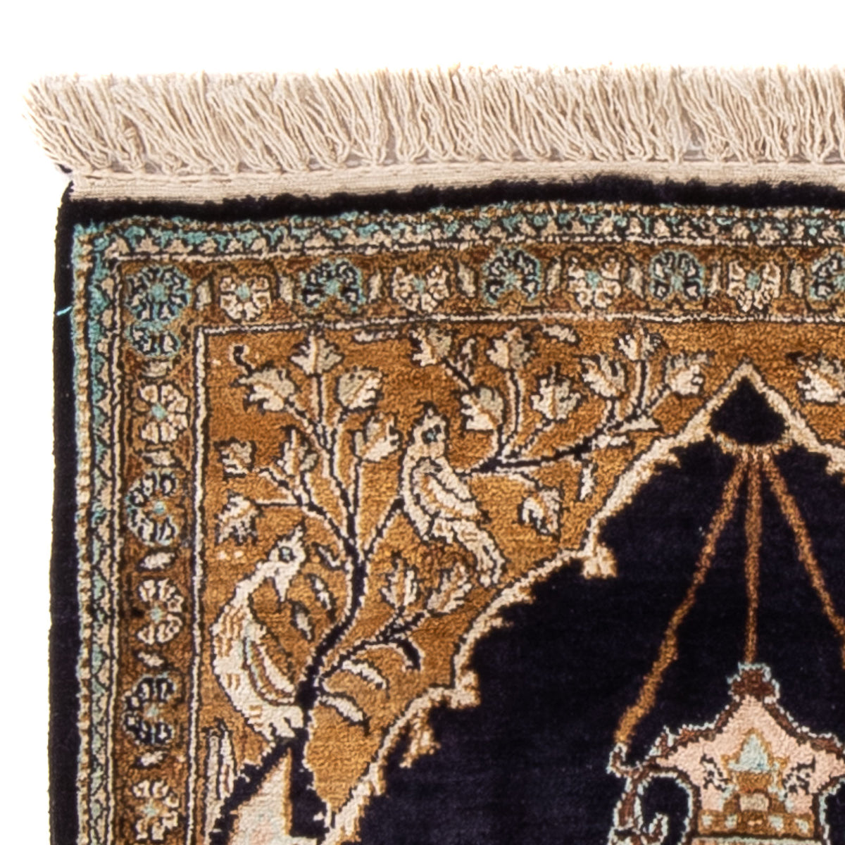 Silk Carpet - Ghom Silk - Premium - 72 x 57 cm - mörkblå