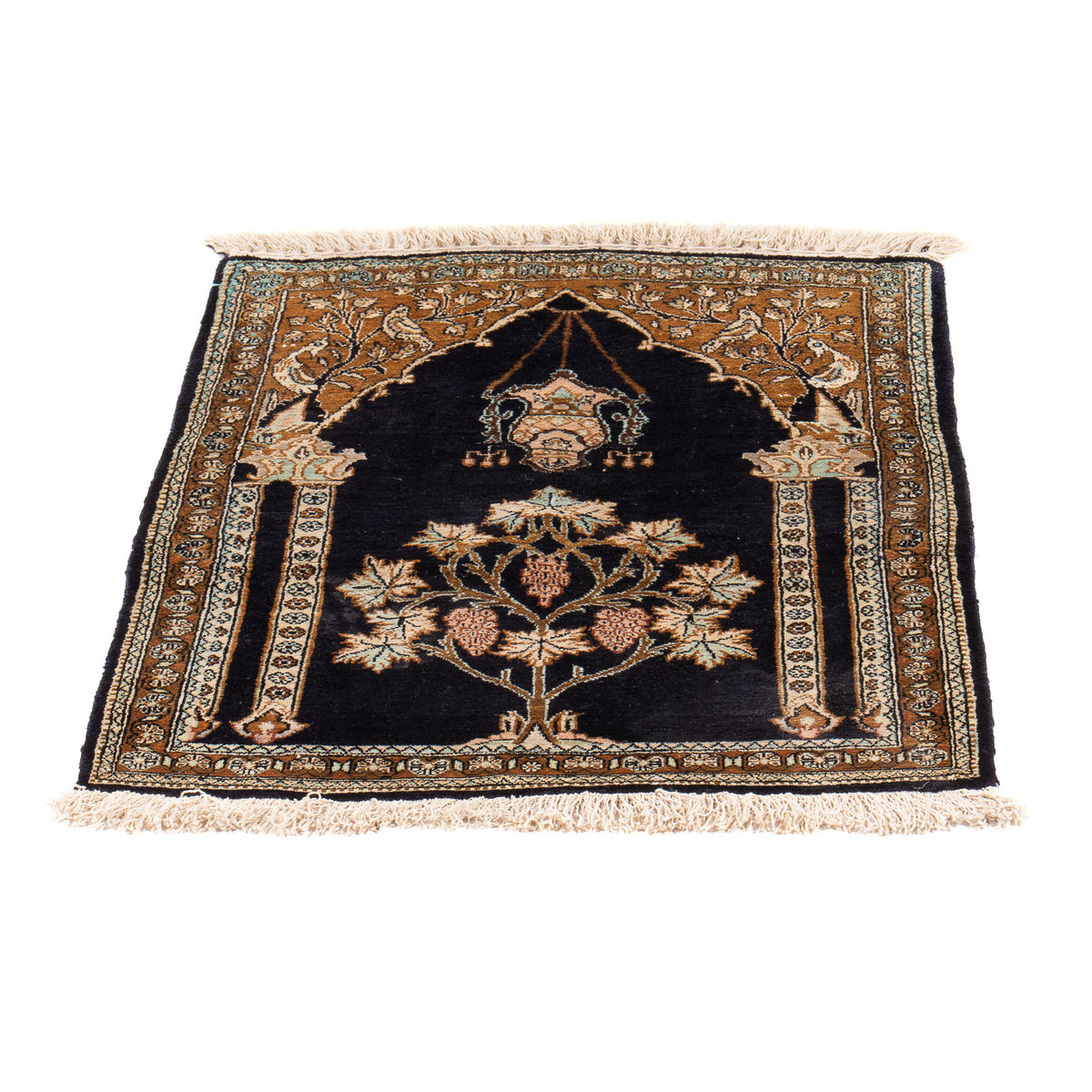 Silk Carpet - Ghom Silk - Premium - 72 x 57 cm - mörkblå