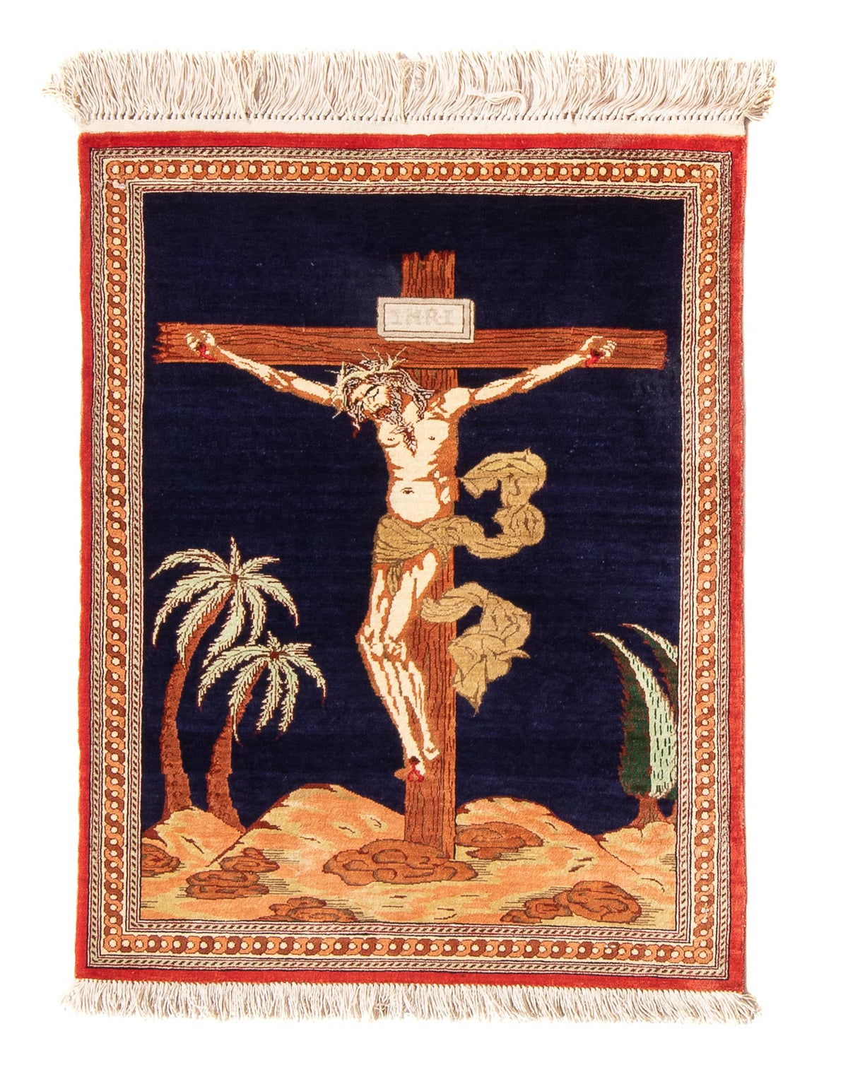 Silk Carpet - Ghom Silk - Premium - 71 x 56 cm - mörkblå