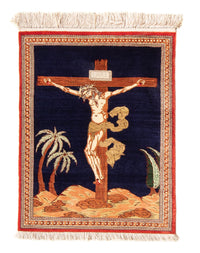 Silk Carpet - Ghom Silk - Premium - 71 x 56 cm - mörkblå