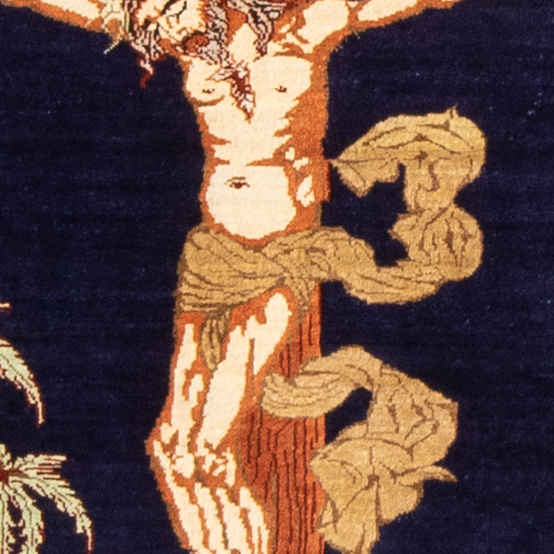 Silk Carpet - Ghom Silk - Premium - 71 x 56 cm - mörkblå