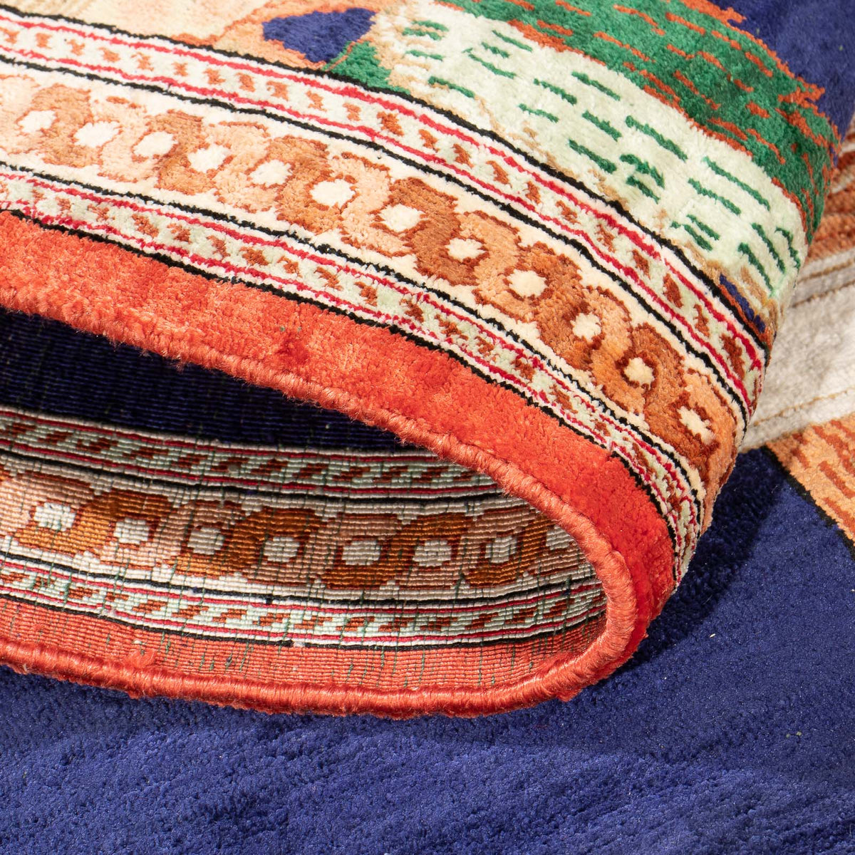 Silk Carpet - Ghom Silk - Premium - 71 x 56 cm - mörkblå