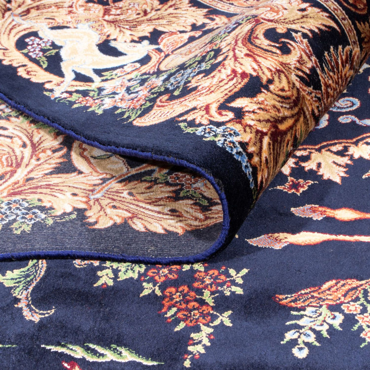 Persisk matta - Ghom - 230 x 150 cm - mörkblå