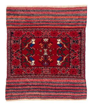 Baluch-matta kvadrat  - 104 x 91 cm - röd