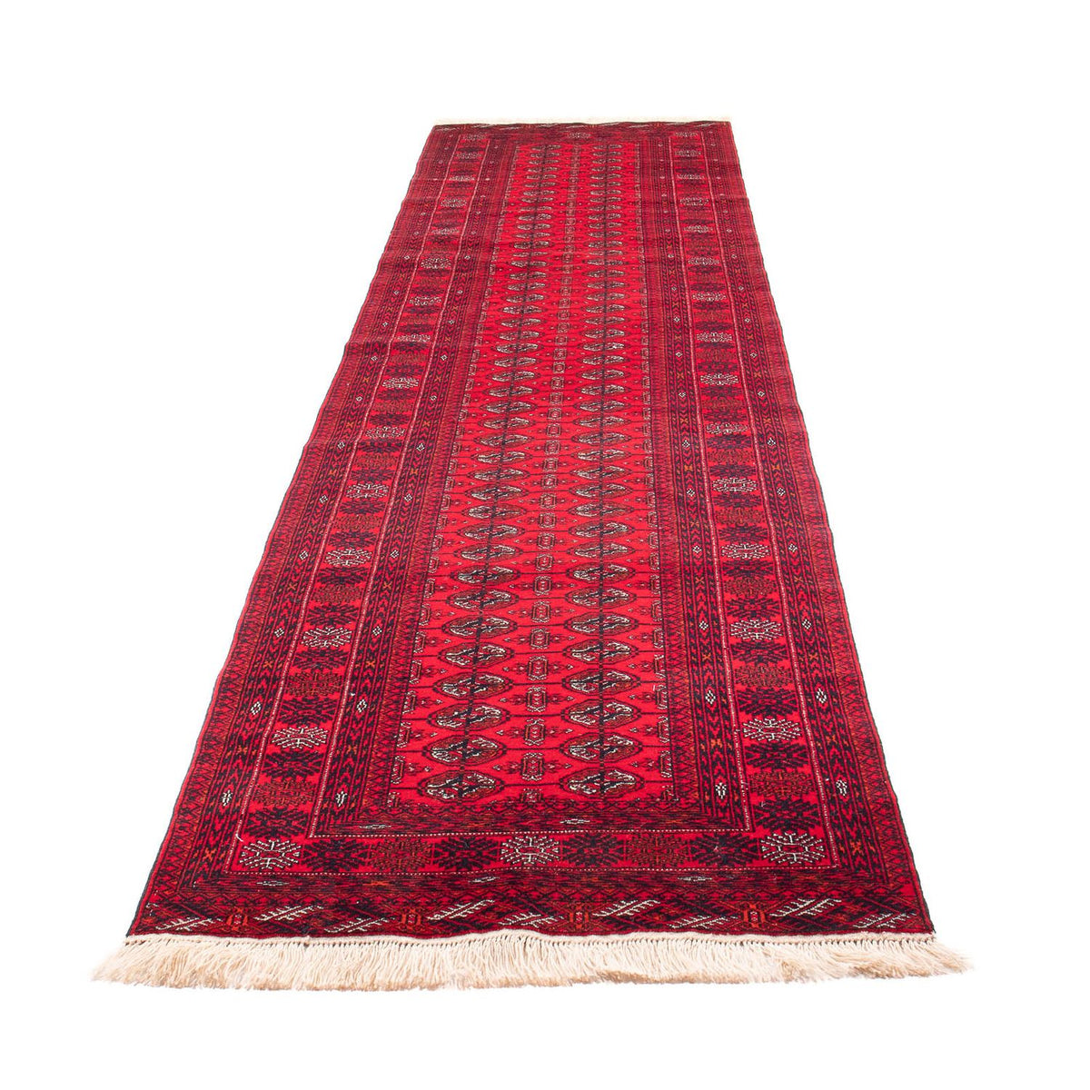 Runner Afghansk matta - Bukhara - 380 x 90 cm - röd