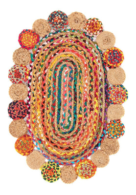 Sisalmatta oval  - 91 x 61 cm - flerfärgad