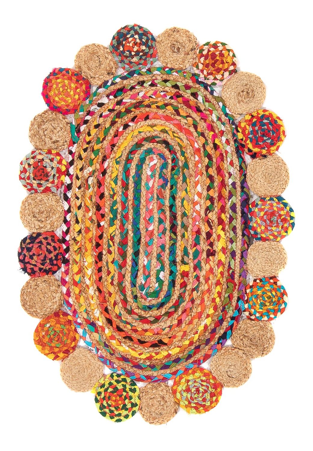 Sisalmatta oval  - 91 x 61 cm - flerfärgad