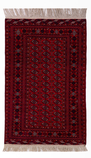 Afghansk matta - Bukhara - 209 x 132 cm - mörkröd