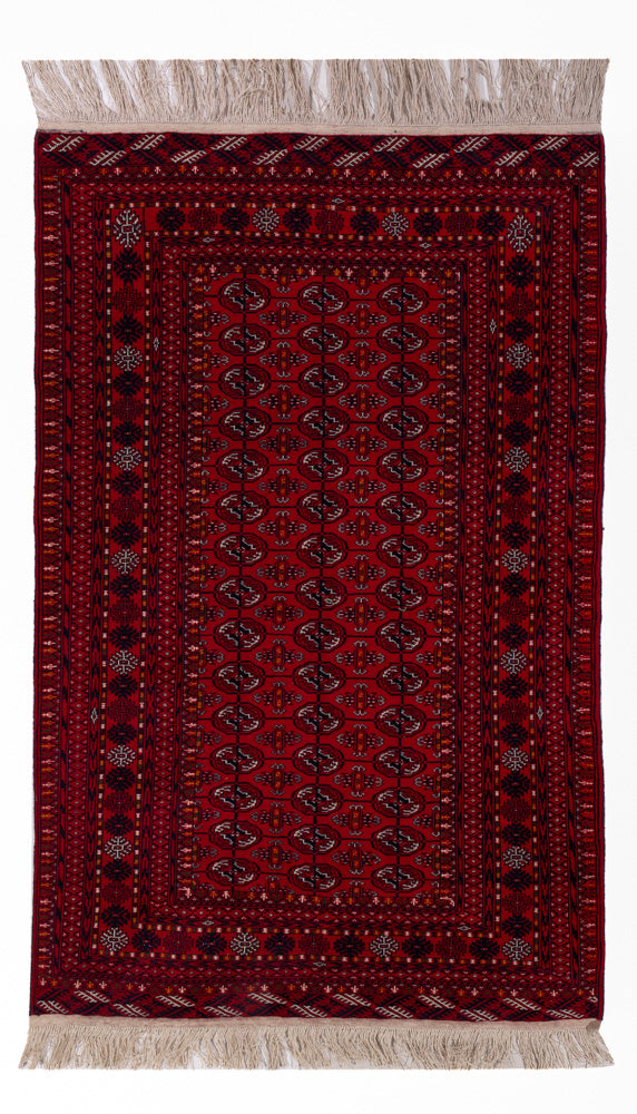Afghansk matta - Bukhara - 209 x 132 cm - mörkröd