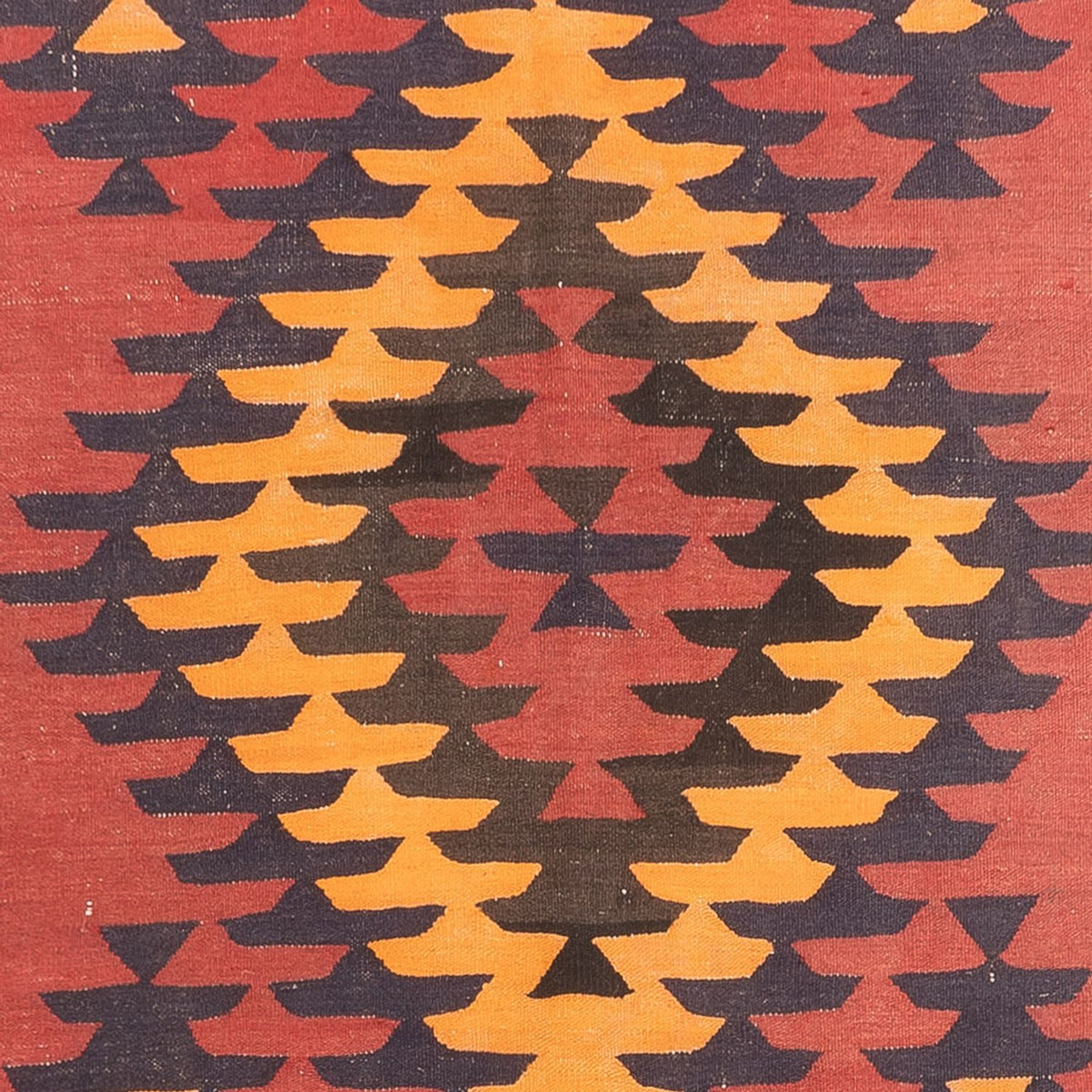 Runner Kelim-matta - gammal - 423 x 140 cm - mörkröd