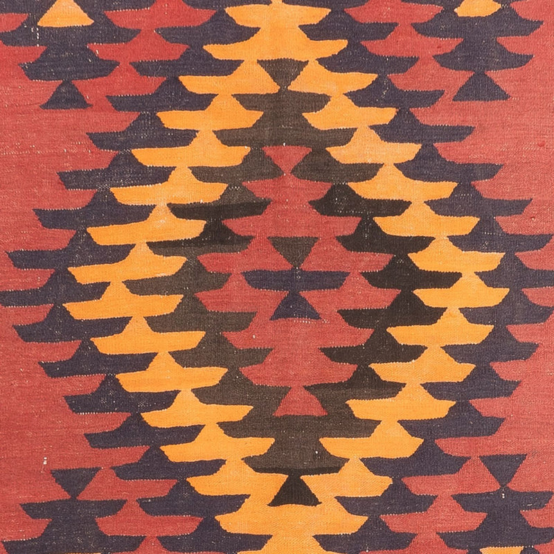 Runner Kelim-matta - gammal - 423 x 140 cm - mörkröd