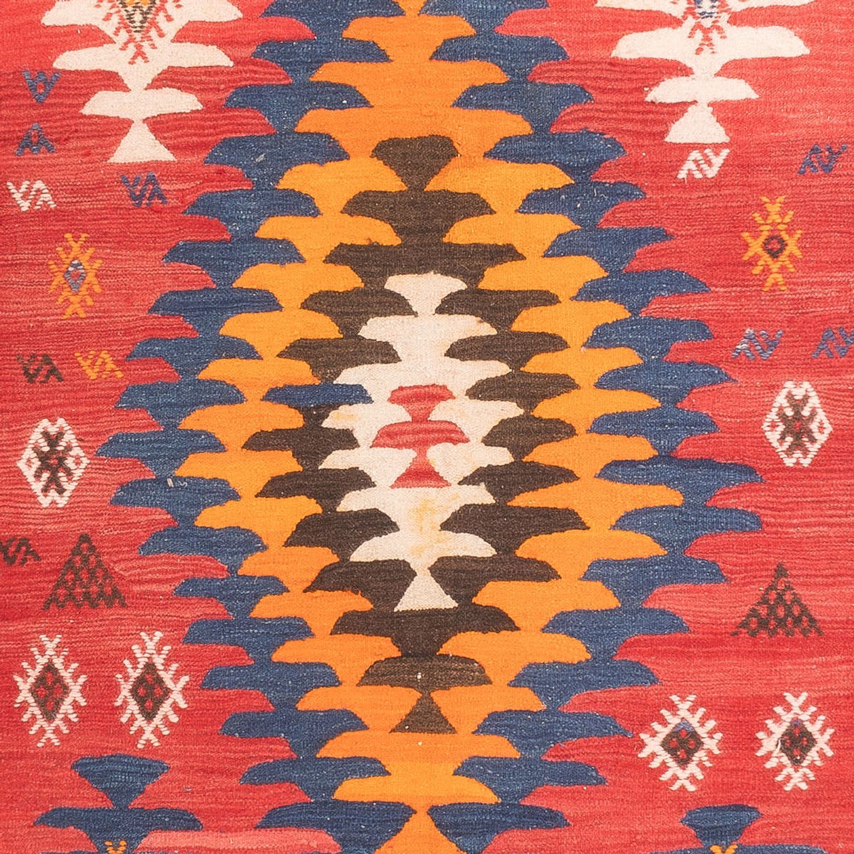 Runner Kelim-matta - gammal - 430 x 155 cm - röd