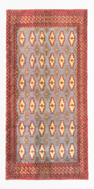 Runner Turkaman-matta - 136 x 57 cm - ljusblå