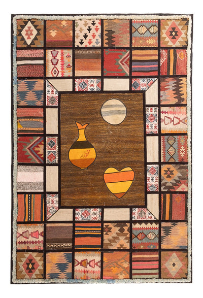 Patchwork-matta 135x200cm - Perserteppich Wollteppich