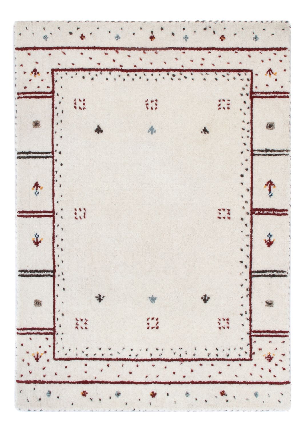 Gabbeh matta - Loribaft Softy - 90 x 60 cm - ljusgrå