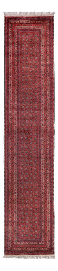 Runner Afghansk matta - Bukhara - 376 x 75 cm - röd