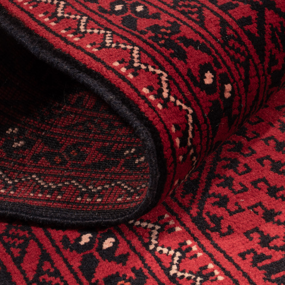 Runner Afghansk matta - 388 x 77 cm - röd