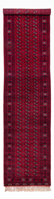 Runner Afghansk matta - Bukhara - 397 x 86 cm - röd