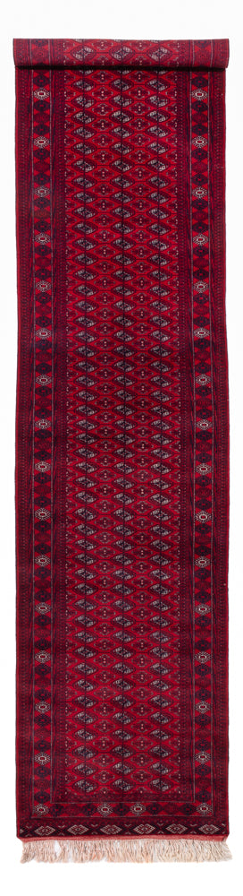 Runner Afghansk matta - Bukhara - 397 x 86 cm - röd