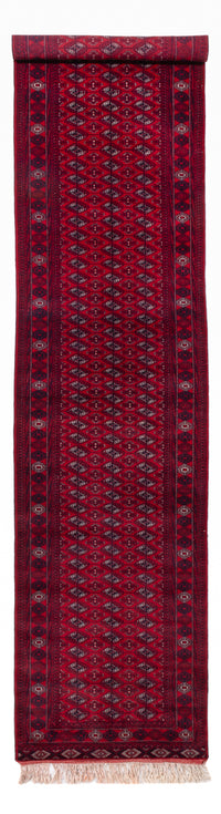 Runner Afghansk matta - Bukhara - 397 x 86 cm - röd