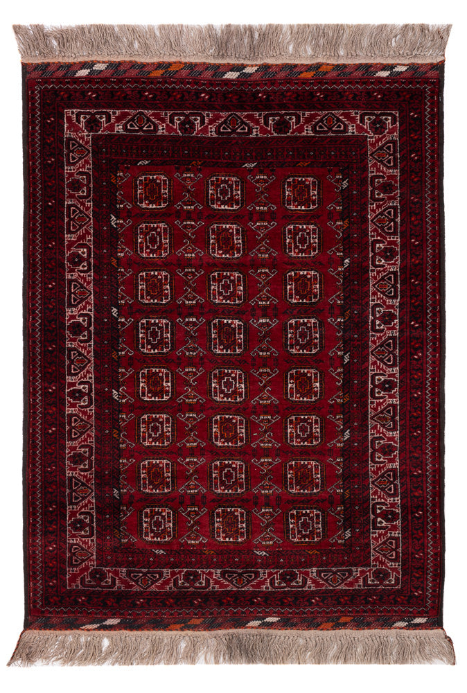 Afghansk matta - Bukhara - 140 x 102 cm - mörkröd