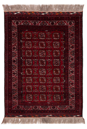 Afghansk matta - Bukhara - 140 x 102 cm - mörkröd
