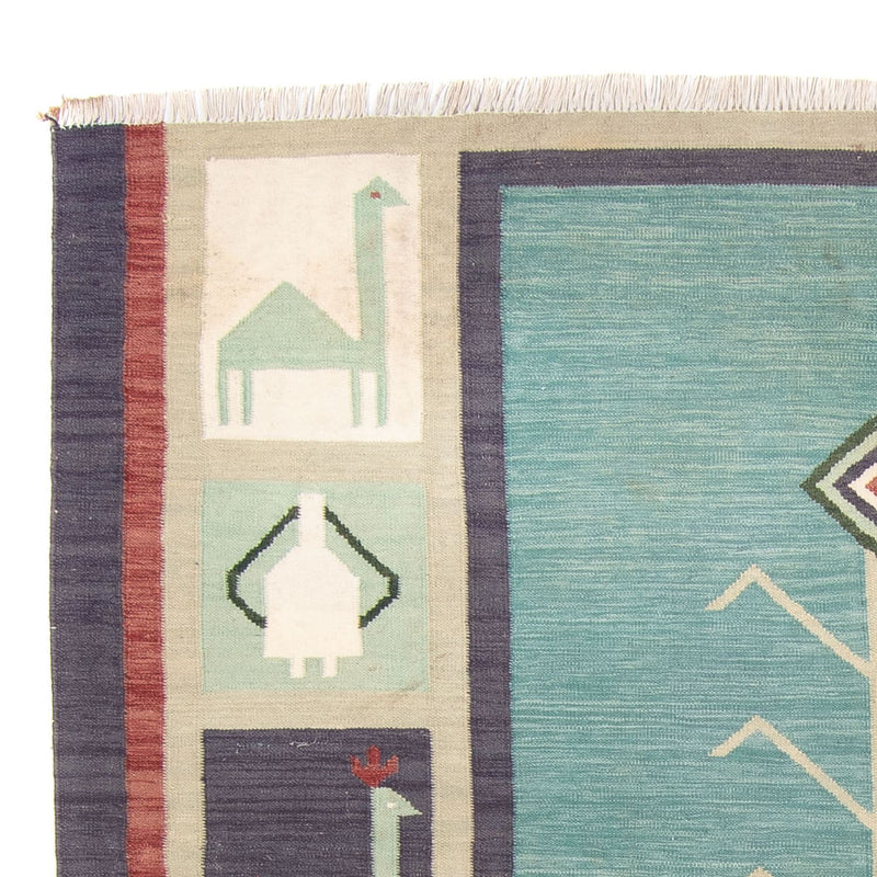 Kelim matta - trendig - 240 x 200 cm - ljusblå