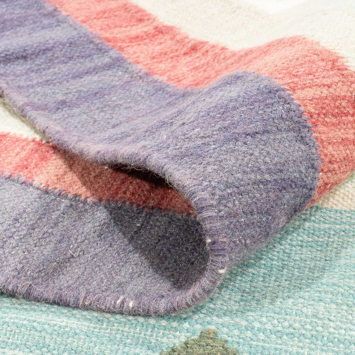 Kelim matta - trendig - 240 x 200 cm - ljusblå