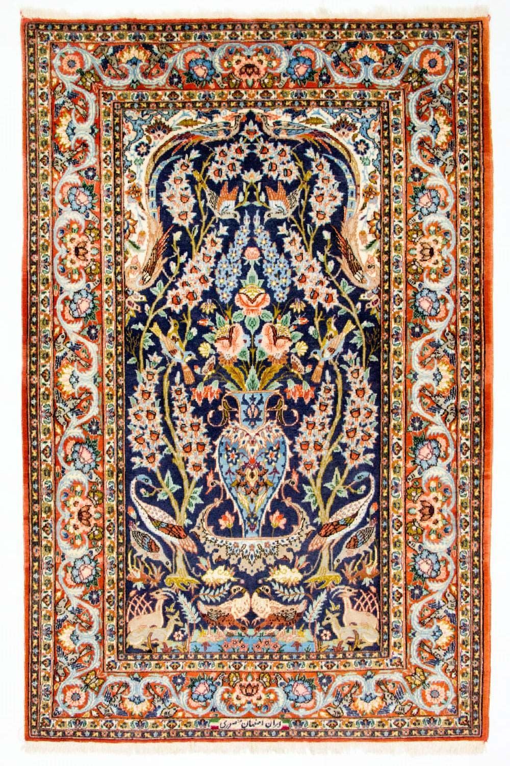 Persisk matta - Isfahan - Premium - 160 x 106 cm - mörkblå