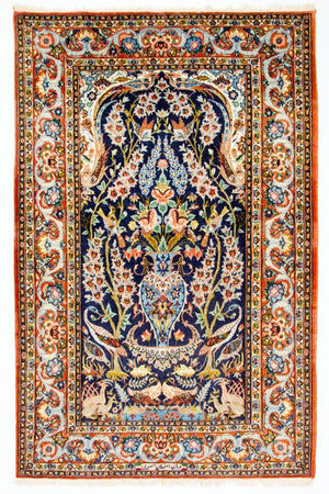Persisk matta - Isfahan - Premium - 160 x 106 cm - mörkblå