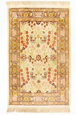 Sidenmatta - Hereke Silk - Premium - 100 x 64 cm - beige