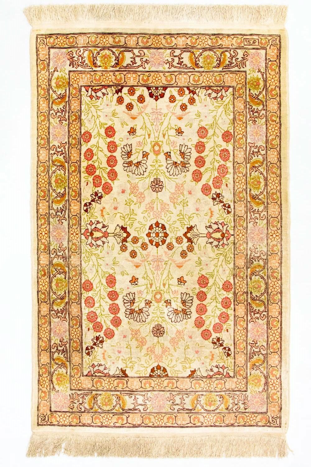 Sidenmatta - Hereke Silk - Premium - 100 x 64 cm - beige
