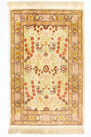 Sidenmatta - Hereke Silk - Premium - 100 x 64 cm - beige