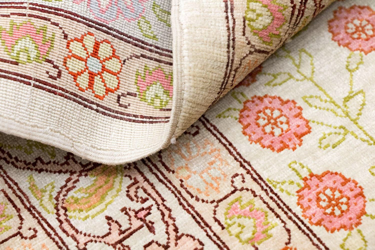 Sidenmatta - Hereke Silk - Premium - 100 x 64 cm - beige